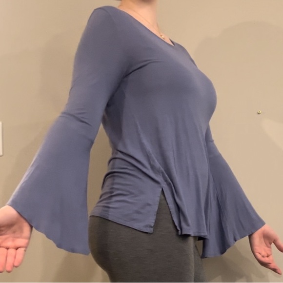 Powder Blue Bell Sleeve Shirt - Picture 2 of 3